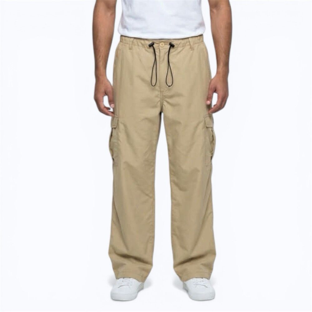Men’s CARGO TAPER PANTS Khaki Small Drawstring Waist Counter Culture